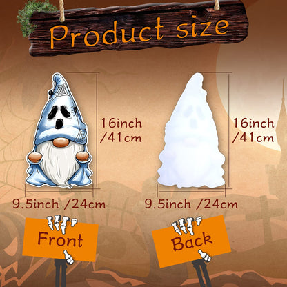 Blulu 8 Pieces Cute Gnomes Halloween Yard Sign - Large Outdoor Decorative Stake Signs for Garden Lawn Decoration - Waterproof Corrugate