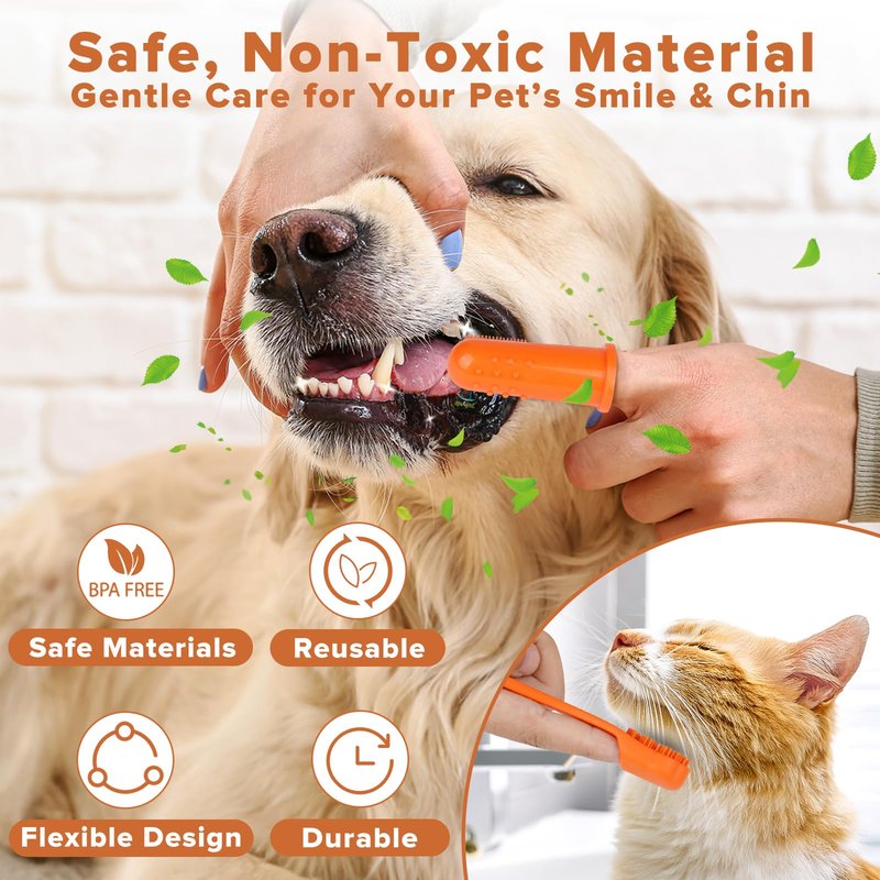 Augwind 6PCS Pet Grooming Kit for Dogs, Cats and Horses | Dog Washing Gloves | Cleanroom Gloves | Dog Bath Brush | Dog Bath Gloves | Dog Shampoo Brush | Dog Bath Supplies (Orange)