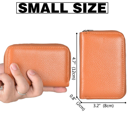 Easyoulife Genuine Leather Credit Card Holder Zipper Wallet With 26 Card Slots (Brown)