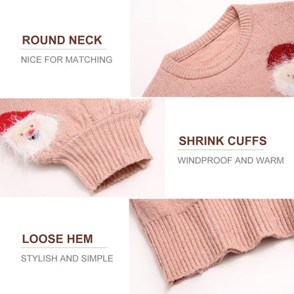 Lesmart Womens Ugly Christmas Sweater Funny Santa Funny Xmas Holiday Party Knitted Pullover Pink M