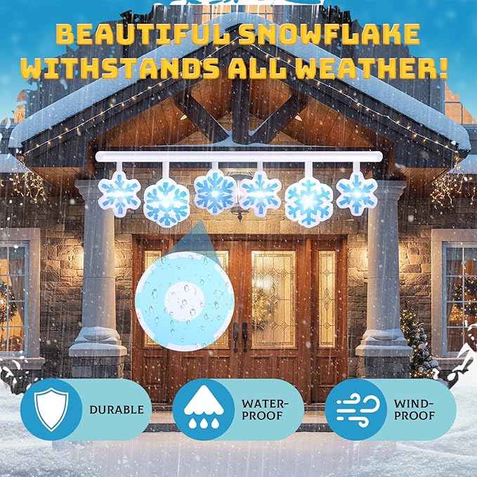 Retisee 14.5ft Long Winter Snowflake Inflatable Outdoor Decoration Christmas Blow up Hanging with Built in LED Lights for Christmas Winter Holiday Party Lawn Yard Outdoor Supplies Ornaments