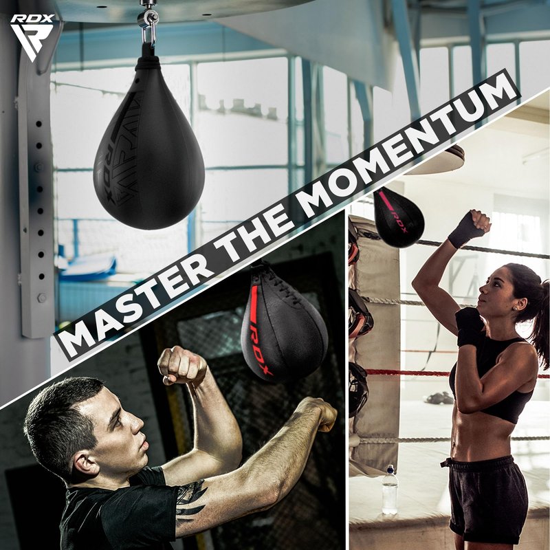 RDX Speed Bag Boxing Ball, Maya Hide Leather Dodge Striking Target with Additional Bladder, MMA Muay Thai Punching Workout Kicking Martial Arts Training Home Gym Exercise Speedball