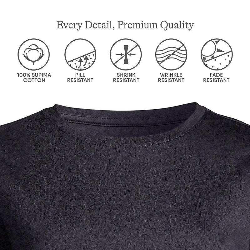 Lands' End Womens Long Sleeve Relaxed Supima Cotton Crew Neck T Shirt Black Plus 3X