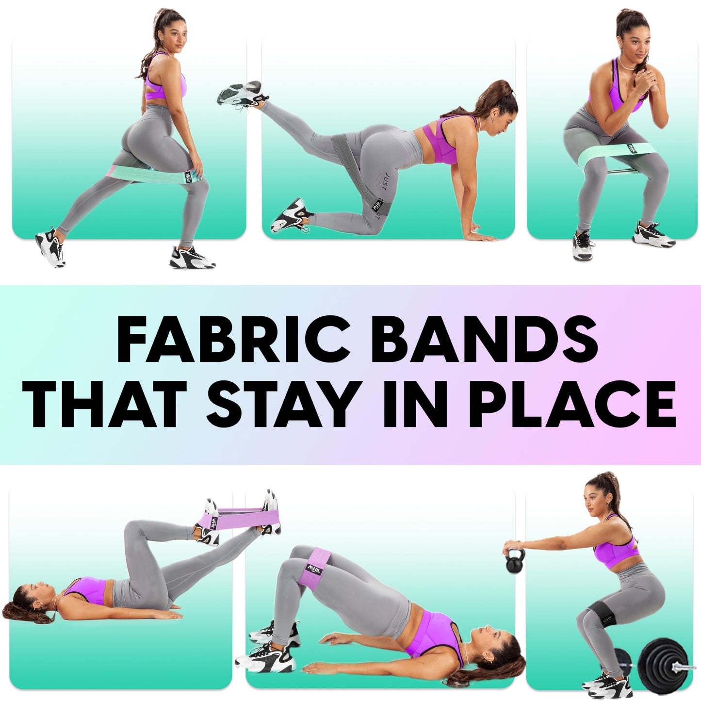 Fabric Resistance Bands for Working Out – 4 Durable Exercise Bands for Women & Men, Non-Slip & Non-Pinching Workout Bands – Multiple Resistance Levels Booty Bands for Legs Butt Glutes Hips Abs & More