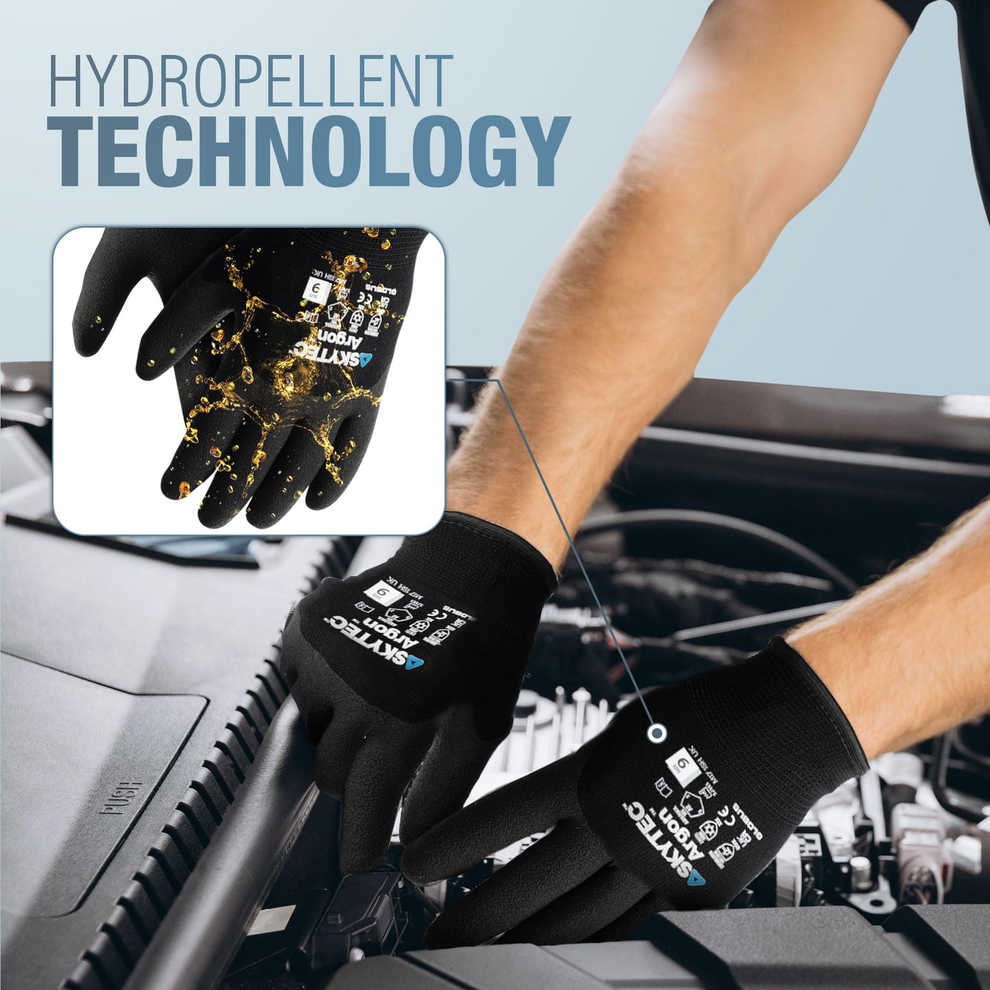 Skytec Thermal Safety Work Gloves - Pack of 2 Pairs Heavy Duty Gardening Gloves for Women & Men - Lightweight, Water-Resistant & Argon Insulated Nylon - Medium