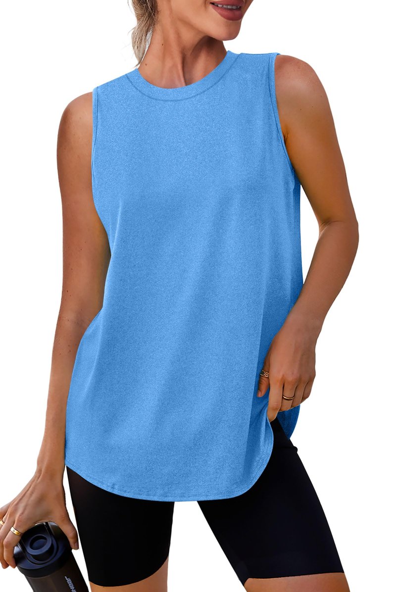 XIEERDUO Workout Tank Tops for Women Sleeveless Running Shirts Activewear Gym Yoga Tops Blue XL