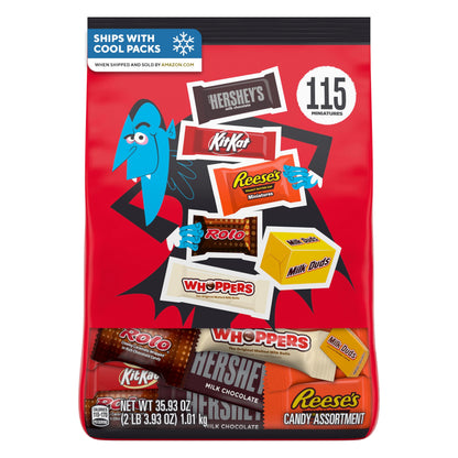 Hershey Miniatures Assorted Flavored, Halloween Candy Bulk Bag, 35.93 oz (115 Pieces)