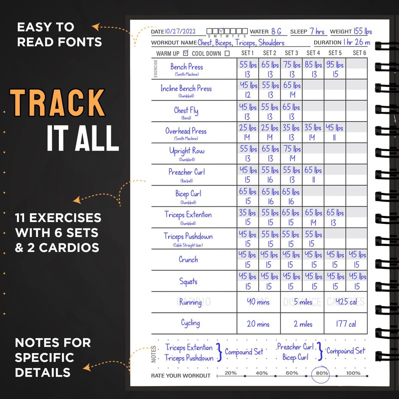 Nextnoid Hardcover Workout Planner Fitness Journal for Women & Men - A5 Sturdy Workout Log Book to Track Gym & Home Workouts - Pink