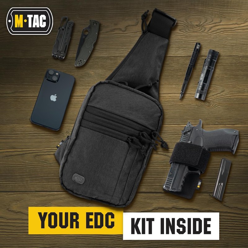 M-Tac CCW Sling Bag - Tactical Crossbody Concealed Carry Bag for Men & Women | Grey Left-Handed EDC Shoulder Pack