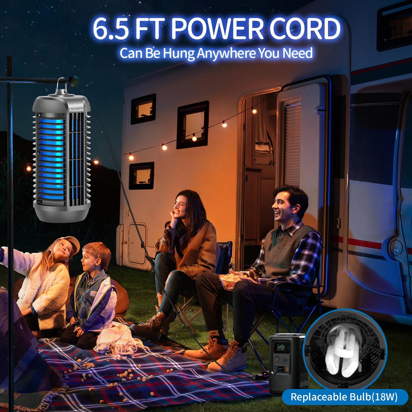 Avokadol Bug Zapper Outdoor Indoor, 18W Bulb Mosquito Zapper with 6.5 FT Power Cord, 4200V High Powered Fly Trap Indoor for Home, Mosquito Trap Cover 2100 SQ.FT. -Ideal for Backyard, Garden, Patio.