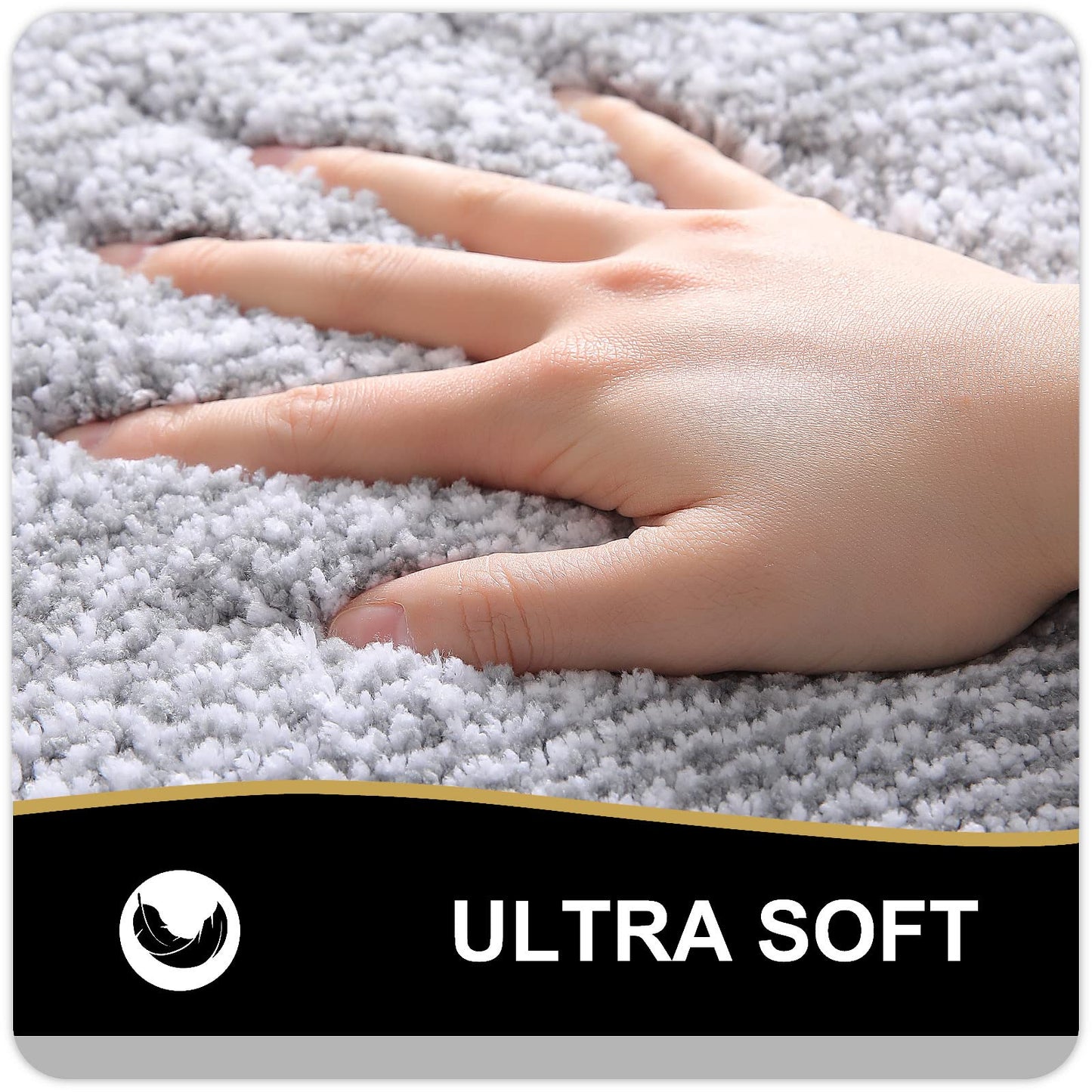 OLANLY Small Bathroom Rugs 24x16, Extra Soft and Absorbent Microfiber Bath Rugs, Non-Slip, Machine Washable, Quick Dry Shaggy Bath Carpet, Bath Mats for Bathroom Floor, Tub, Shower, Grey