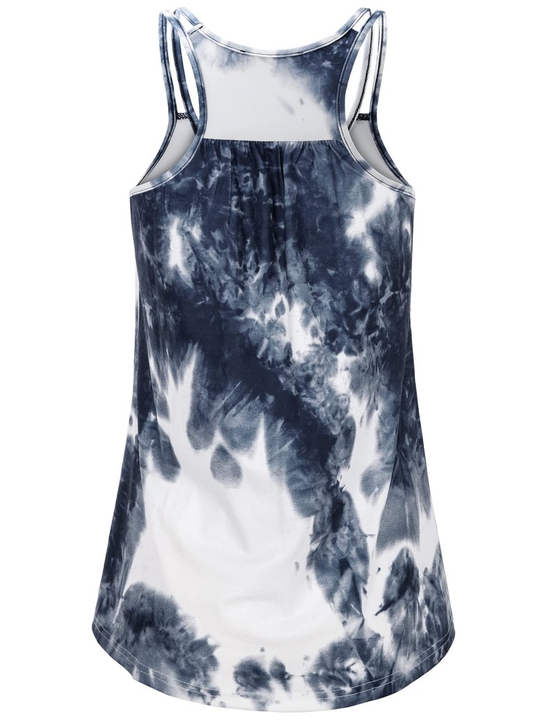 Hibelle Tank Top for Women Yoga Workout Running Tank Tops for Women Spaghetti Strap Racerback Athletic Womens Tank Tops Loose Fit Summer Casual Clothes 2025 Blue Tie Dye Medium