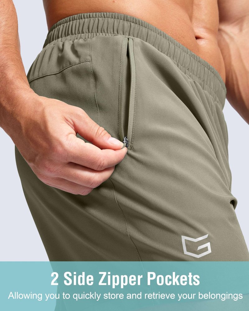 G Gradual Men's Athletic Running Shorts with Zipper Pockets Quick Dry 7"/ 5"/ 9" Workout Gym Shorts for Basketball Hiking(Sage Green,5XXXL)