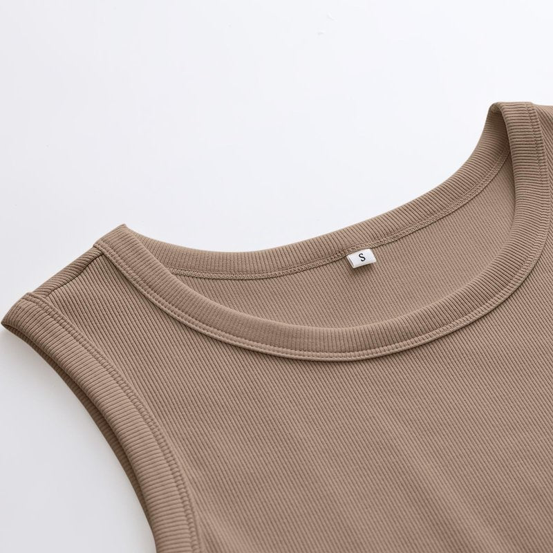 ANRABESS Womens Sleeveless High Neck Tank Tops Fashion Summer Casual Basic Slim Fit Ribbed Racerback Top Shirt Clothes Light Coffee-XL