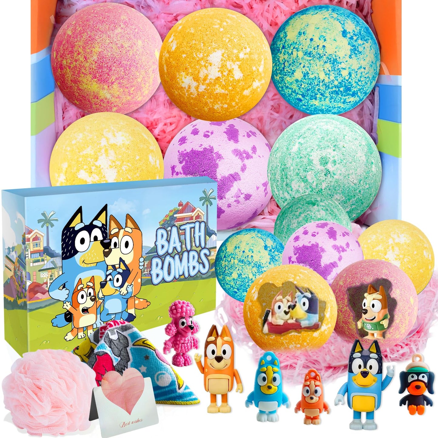 Bath Bombs for Kids: XXL Bath Bombs with Surprise Inside, Organic Bath Bombs Rich in Natural Essential Oils, Kids Bath Bombs Gift Set for Dry Skin Moisturize, Gifts Card for Kids (6 Pcs)