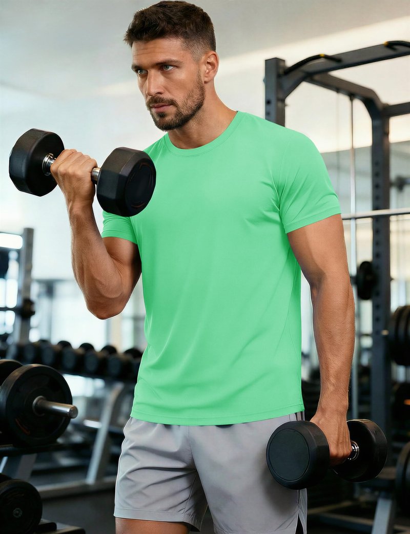 Short Sleeve Shirts for Men Dry Fit Moisture Wicking Tshirts UPF50 Active Athletic T Shirts Workout Running T-Shirt Mint Green