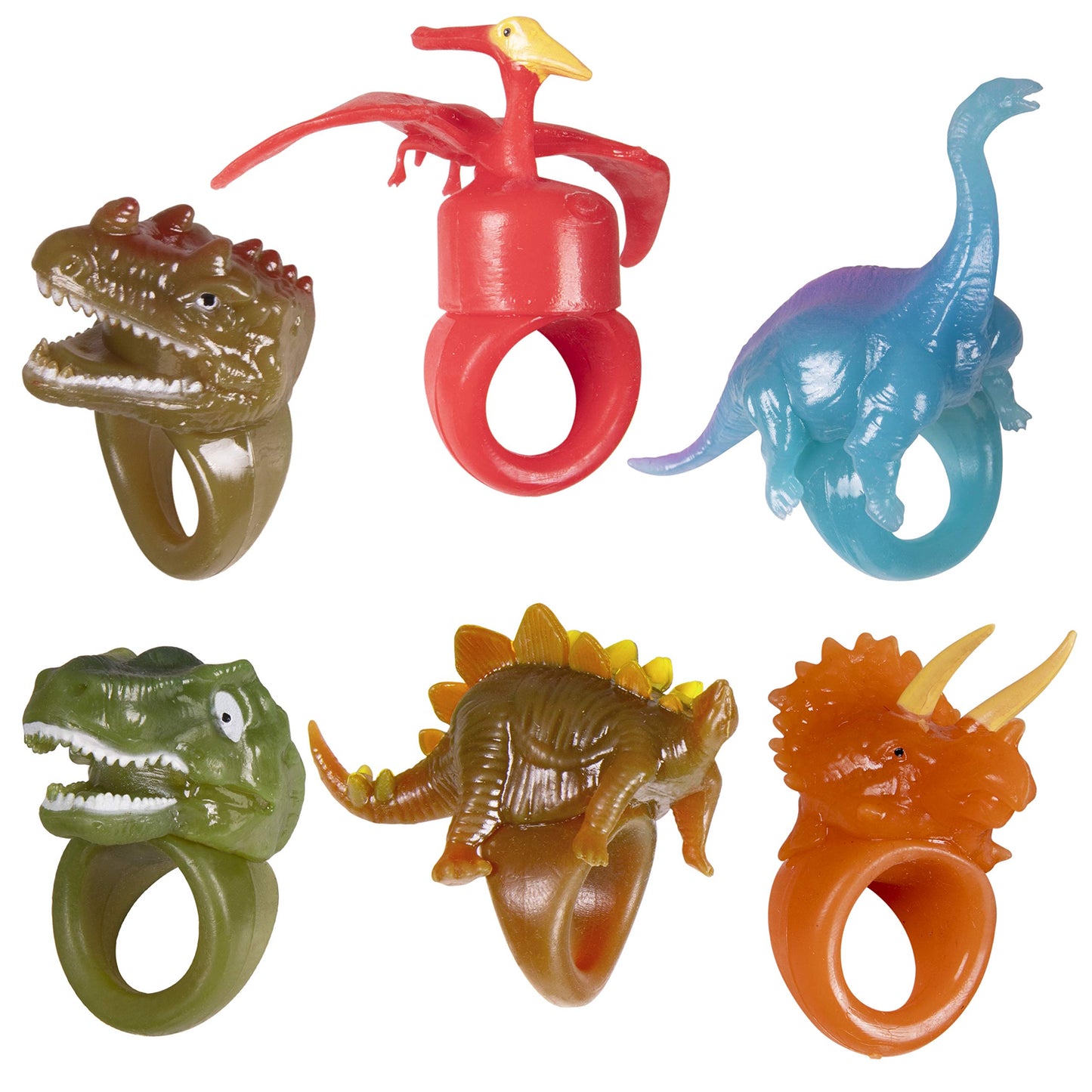 Kangaroo 12 Dinosaur Pack Glow Rings Bulk Party Pack For Kids & Adults - Glow in the Dark Party Supplies Toys - LED Ring Light Up Neon Disco Party Favors & Festival Accessories Halloween Party Decorations