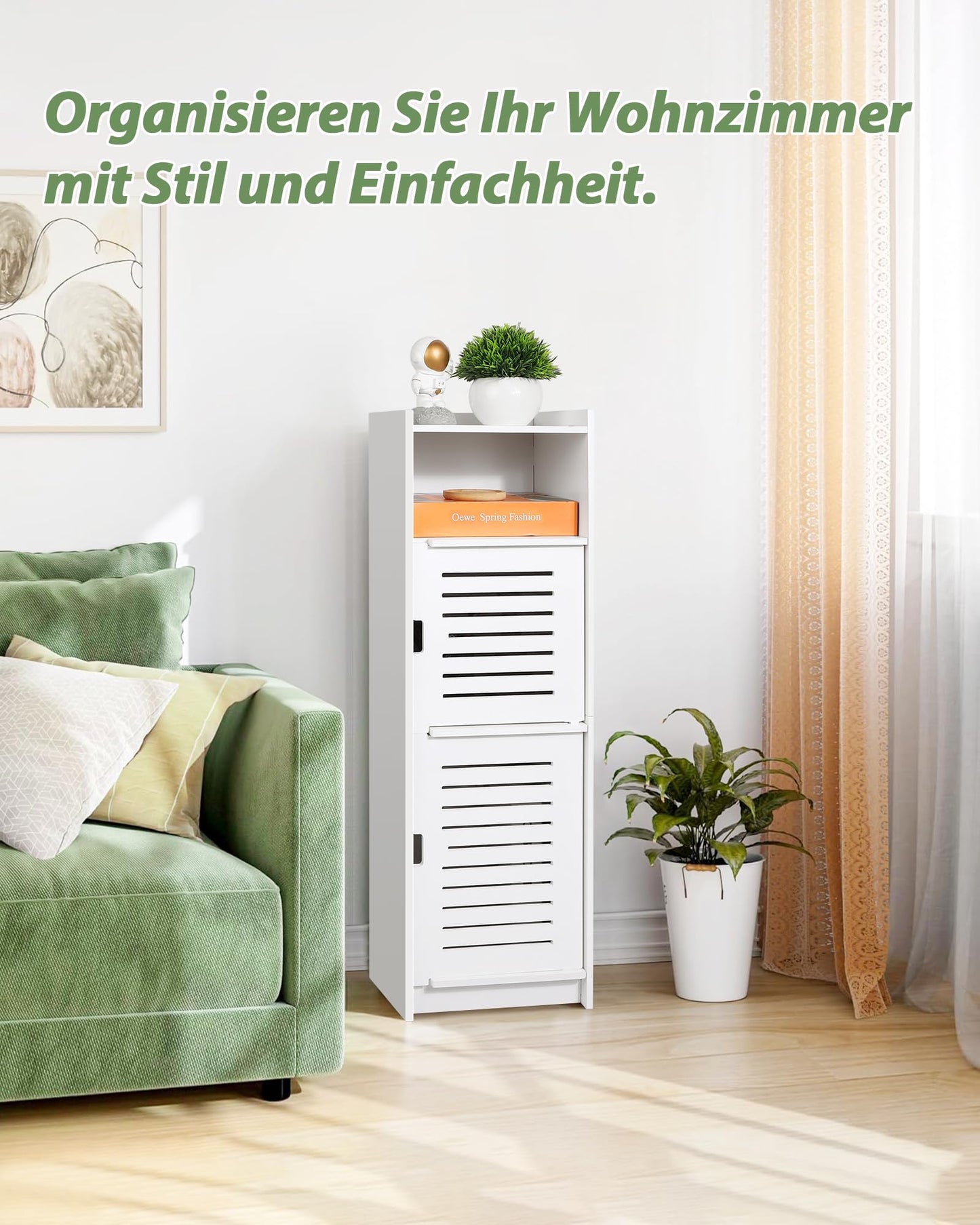 aimu Waterproof Bathroom Cabinets,Bathroom Storage Units with Open Storage Shelf,Free-standing Floor Cabinets,Corner Organizer Cupboard for Bedroom Kitchen Hallway,White.