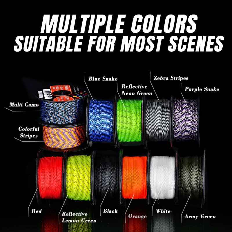 WEREWOLVES 1.18mm Micro Paracord – 125ft (38m) Lightweight Survival Cord,Thin Braided Rope for Survival Bracelets, DIY Crafts, Camping, Fishing, Wind Chime Replacement (Zebra Stripes, 125 ft)