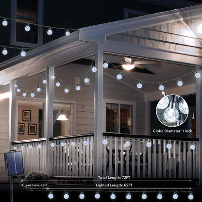 Joomer Solar String Lights Outdoor, 65FT 100LED Solar Globe String Lights 8 Lighting Modes, Waterproof Solar Powered Patio Light for Garden Yard Porch Wedding Party Outdoor Decoration (White)