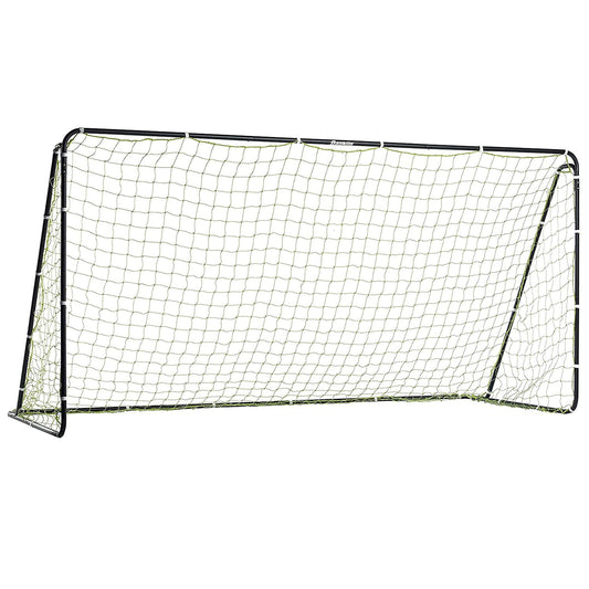 Franklin Sports Competition Soccer Goal - Steel Backyard Soccer Goal with Net - Includes 6 Ground Stakes - 12' x 6' Youth Soccer Goal - Black