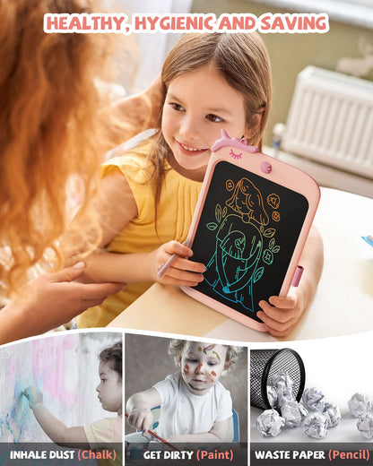 LCD Writing Tablet,10 inch Doodle Board Drawing Pad Tablet with Lock Function, Erasable, Portable, Educational Learning Unicorn Toy Gifts for 3 4 5 6 7 8 9 Years Old Girls Toddlers (Pink)