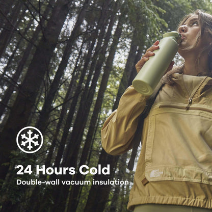 Hydro Flask Water Bottle - Insulated Stainless Steel - Straw Lid, Non Spill, Leakproof 24 Oz Cascade Blue