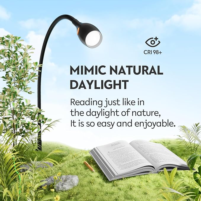 acegoo Wall Mounted Minimalist Bedside Reading Light, Wooden Headboard Mount Flexible Gooseneck Book Light, Handy Lamp Head Switch, CRI 98+ 4000K LED, Powered by USB