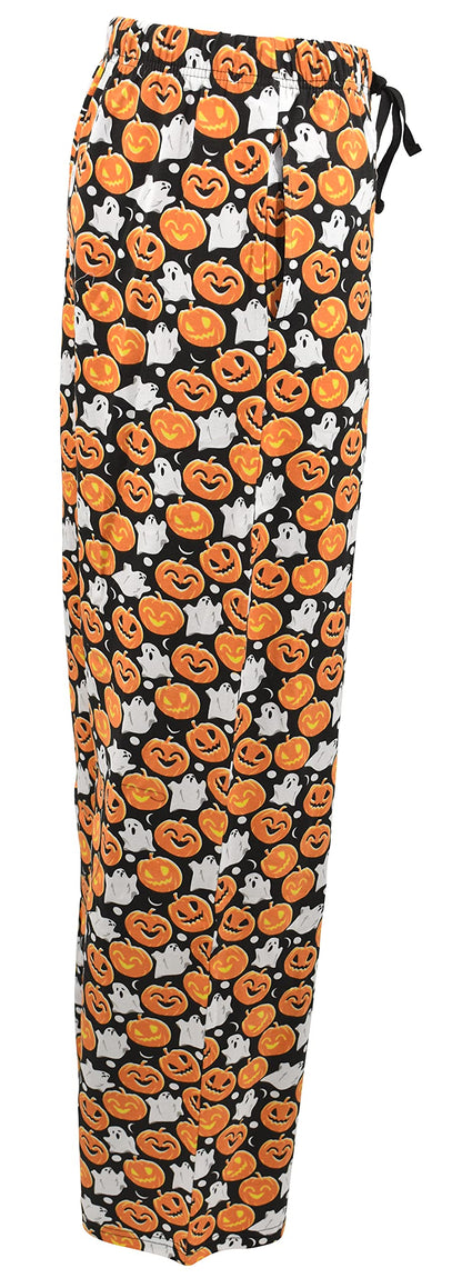 Unique Baby Adult Halloween Pumpkin Ghosts Pajama Pants (Med, Orange)