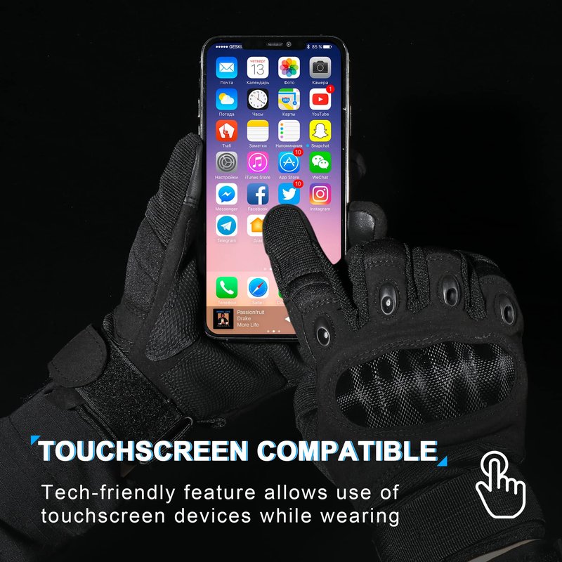 WTACTFUL Touchscreen Motorcycle Tactical Gloves for Men for Airsoft Paintball Cycling Motorbike MTB Bike ATV Hunting Hiking Riding Work Outdoor Sport Work Gloves Black Small