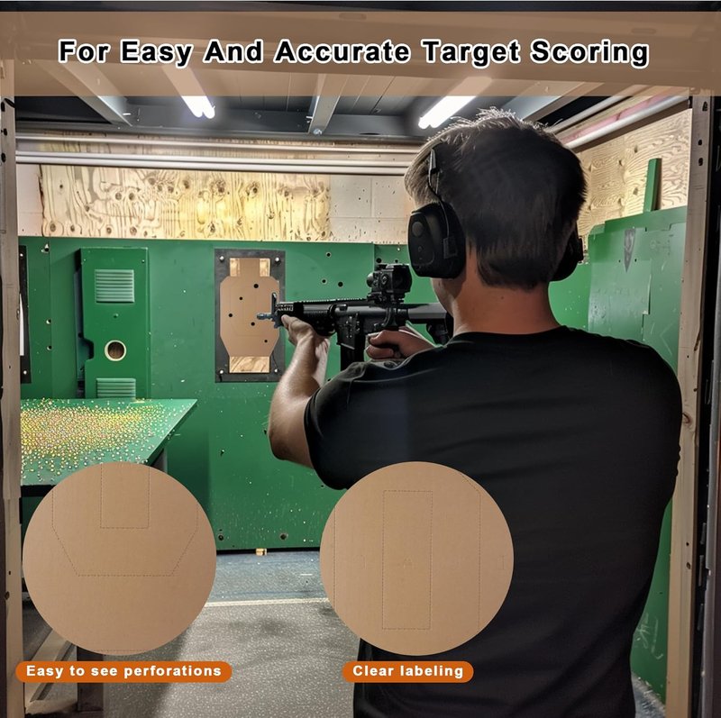 Silhouette Tactical Shooting Targets - Cardboard Range Practice Sheets for Self-Defense Training | 20 Pack