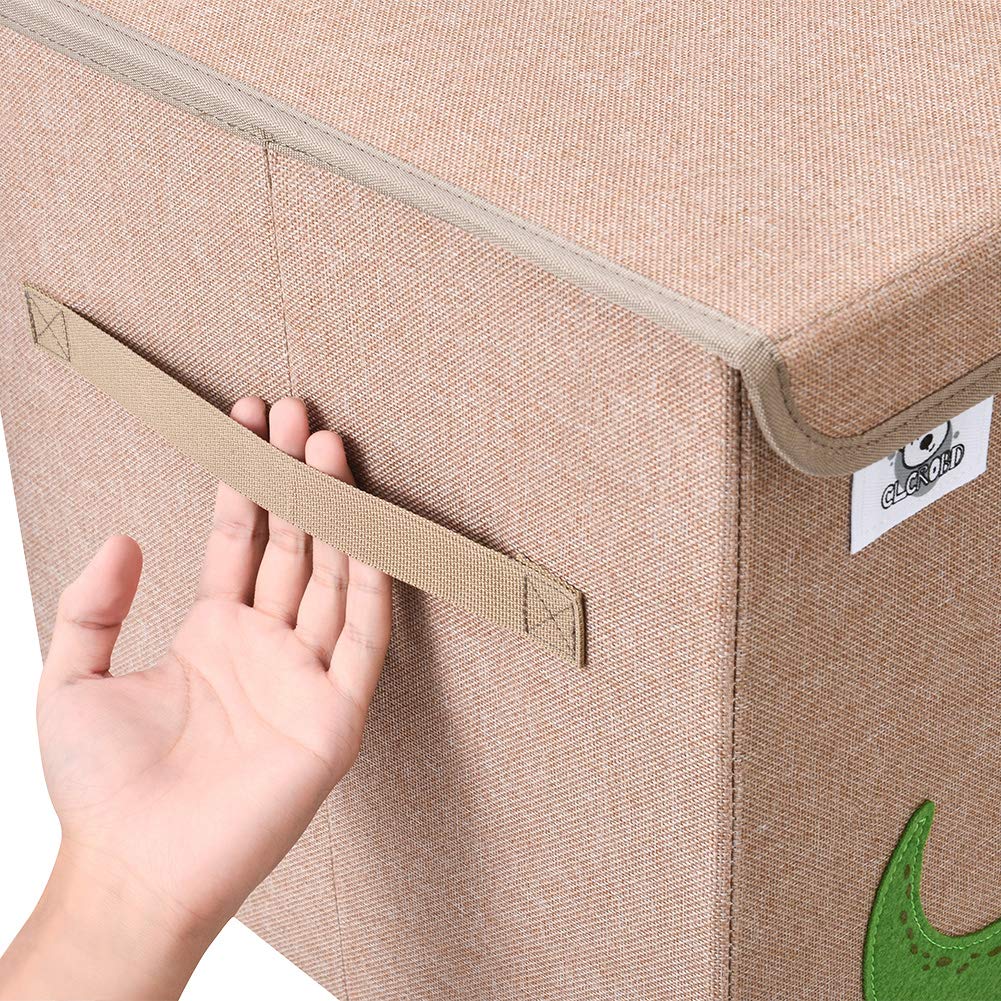 CLCROBD Foldable Kids Large Toy Chest with Flip-Top Lid, Collapsible Fabric Animal Toy Storage Organizer/Bin/Box/Basket/Trunk for Toddler, Children and Baby Nursery (Dinosaur)