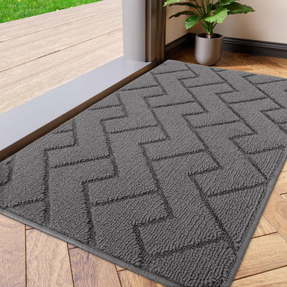 Biscpro Door Mats Indoor, Dirt Trapper Mat Absorbent Non-Slip Low Profile Doormat for Entrance, Inside, Kitchen, Front Door Mat Washable for Pets and Dogs— 50x80 cm, Grey