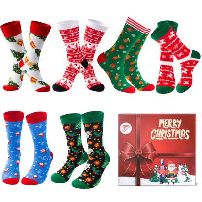 TENYSAF Fun Christmas Socks for Men - Funny Xmas Gifts for Men and Women Novelty Cozy Unisex Crew Cotton Sock Set