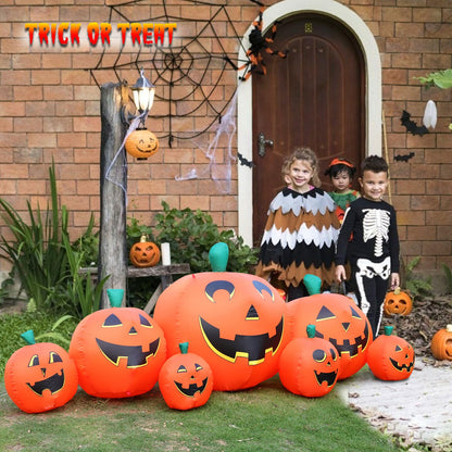 Halloween Inflatable Pumpkin Outdoor Decoration, 8.5FT Long Inflatable Pumpkin Lanterns with Build-in LED Lights, Blow Up 7 PCS Pumpkins Patch for Halloween Party Indoor Garden Lawn Yard Decor