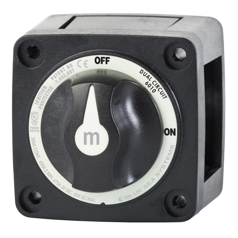 Blue Sea Systems Mini Dual Circuit Battery Switch, Black, 6010200 m‑Series