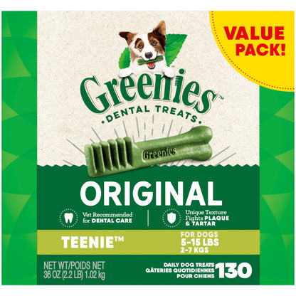 Greenies Original Teenie Dental Dog Treats, 36 oz. Pack (130 Treats)