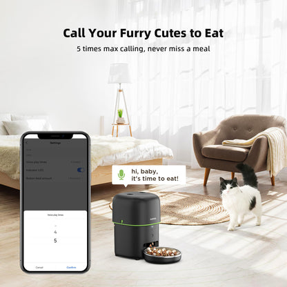 Automatic Cat Feeder, 5G WiFi Cat Food Dispenser with Freshness Preservation, 2L Timed Cat Feeder with APP Remote,15 Meals Per Day, Programmable Portion Size, Auto Pet Feeder Also for Small Dogs