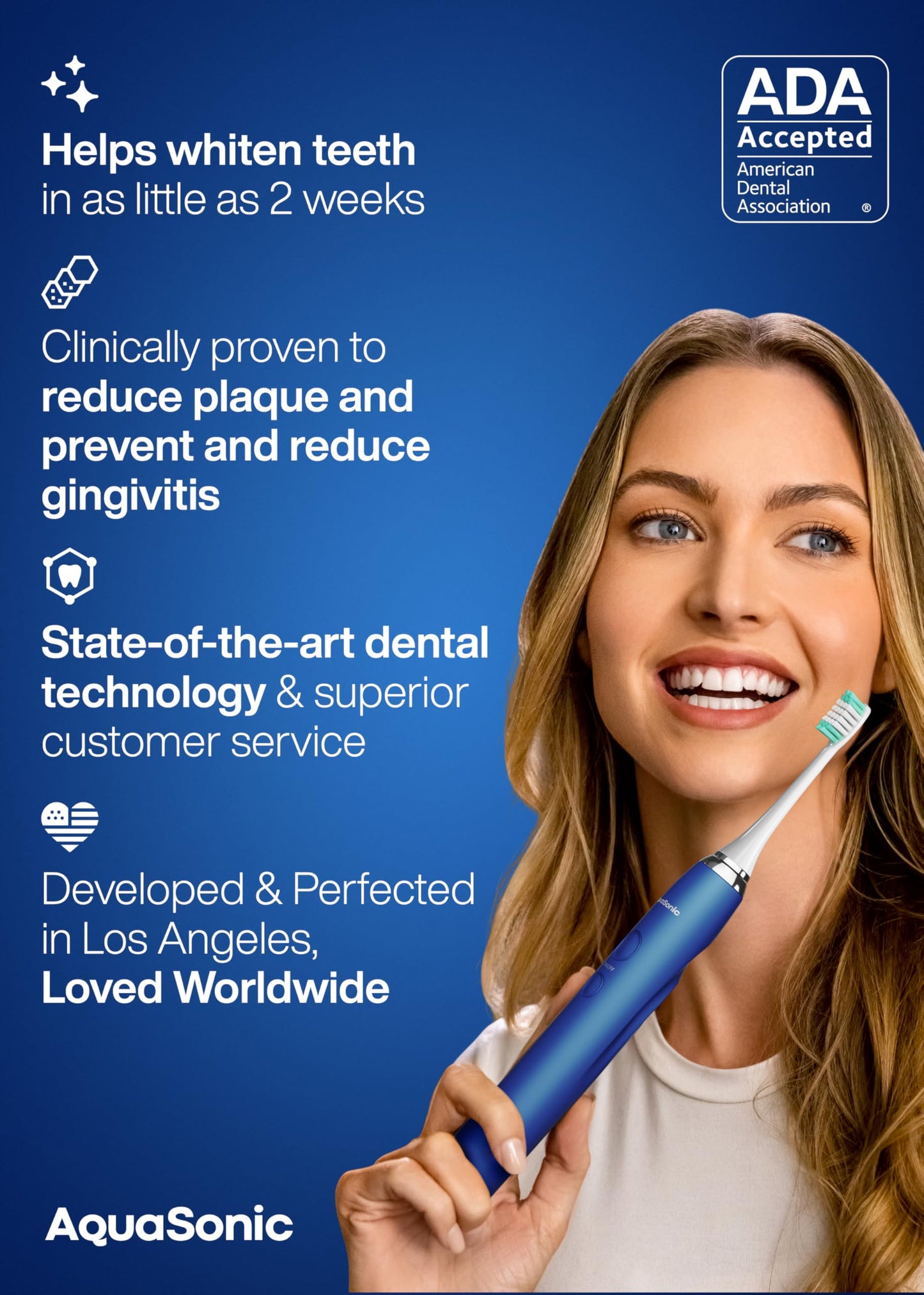 Aquasonic Vibe Series Ultra-Whitening Toothbrush – ADA Accepted Electric Toothbrush - 8 Brush Heads & Travel Case – 40,000 VPM Motor & Wireless Charging - 4 Modes w Smart Timer – Satin Rose Gold