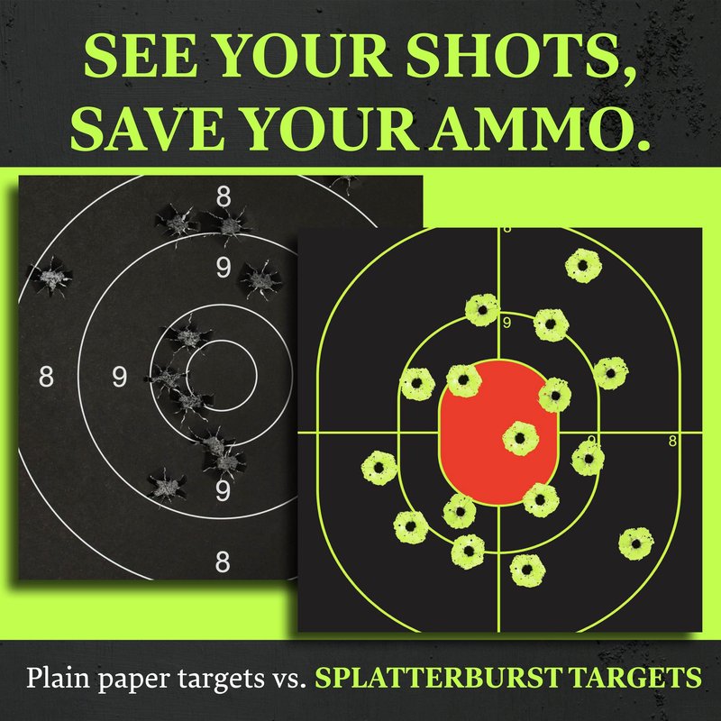 Splatterburst Targets - 12 x18 inch - Stick & Splatter Adhesive Silhouette Shooting Target - Shots Burst Bright Fluorescent Yellow Upon Impact - Gun - Rifle - Pistol - Airsoft - Air Rifle (10 Pack)