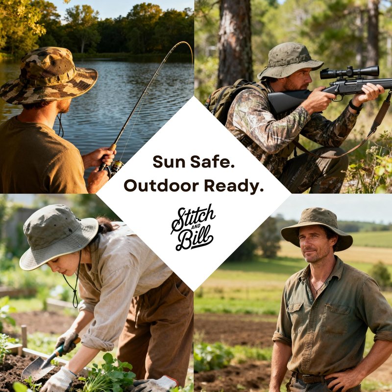 High Qualty Sun Hat 100% Cotton Size Adjustable Men Women Fishing Outdoor UPF 50+ Breathable 3 inch Brim Boonie Hat Summer UV Protection Safari Hat Black