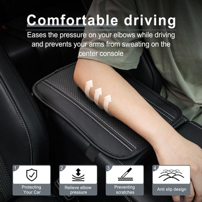 Amiss Car Center Console Pad, Universal Waterproof Car Armrest Seat Box Cover, PU Leather Auto Armrest Cover Protector，Vehicle Interior Accessories fits SUV/Truck/Car (Black-Silvery)