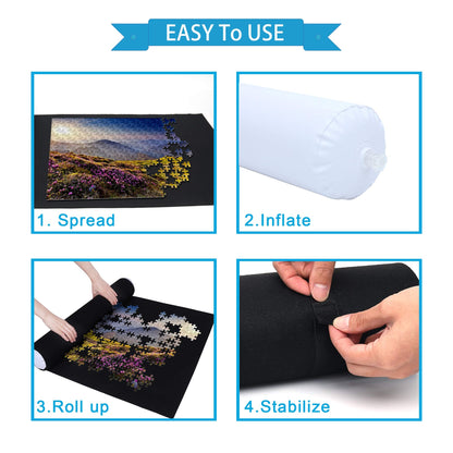 Becko US Puzzle Roll Jigsaw Storage Felt Mat, Jigroll Up To 1,500 Pieces, Material for Jigsaw Puzzle Player, Exquisite Present Box With Drawstring Storage Bag