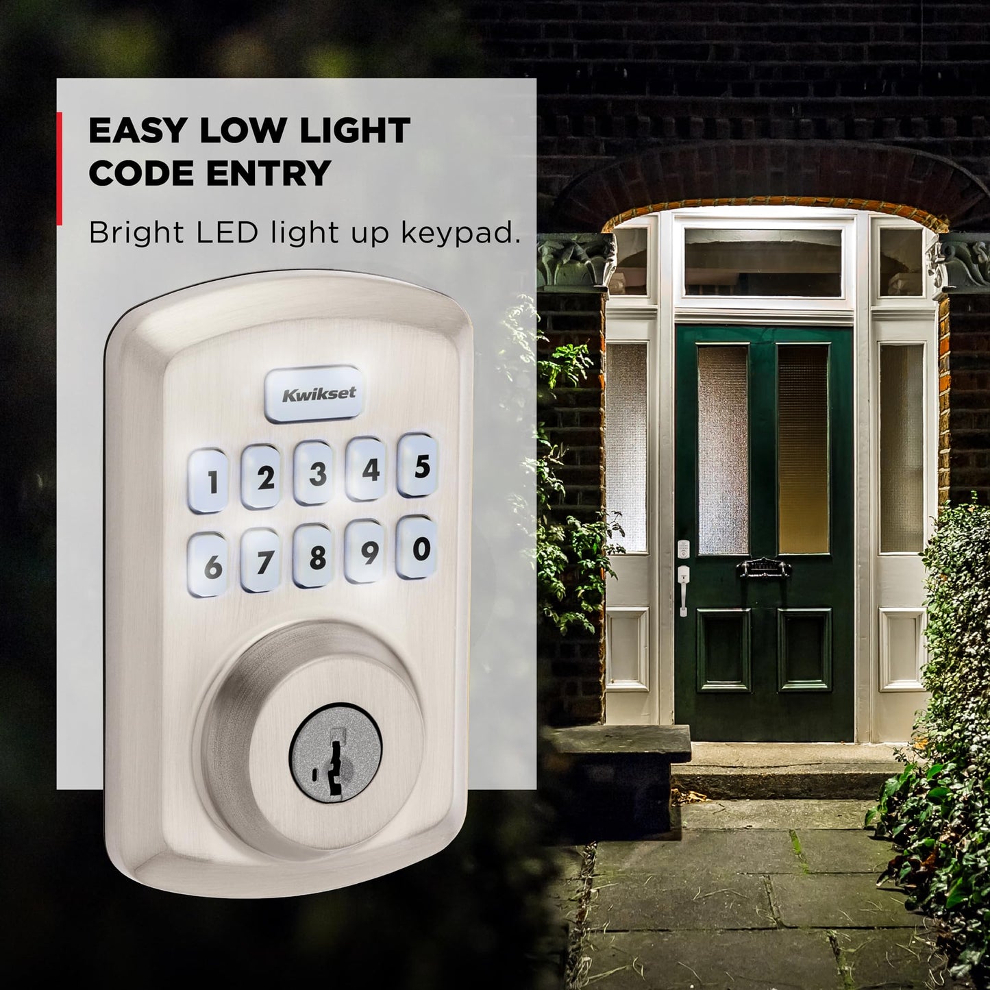 Kwikset Powerbolt 250 10-Button Keypad Satin Nickel Transitional Electronic Deadbolt Door Lock, Featuring Convenient Keyless Entry, Customizable User Codes, Auto Locking