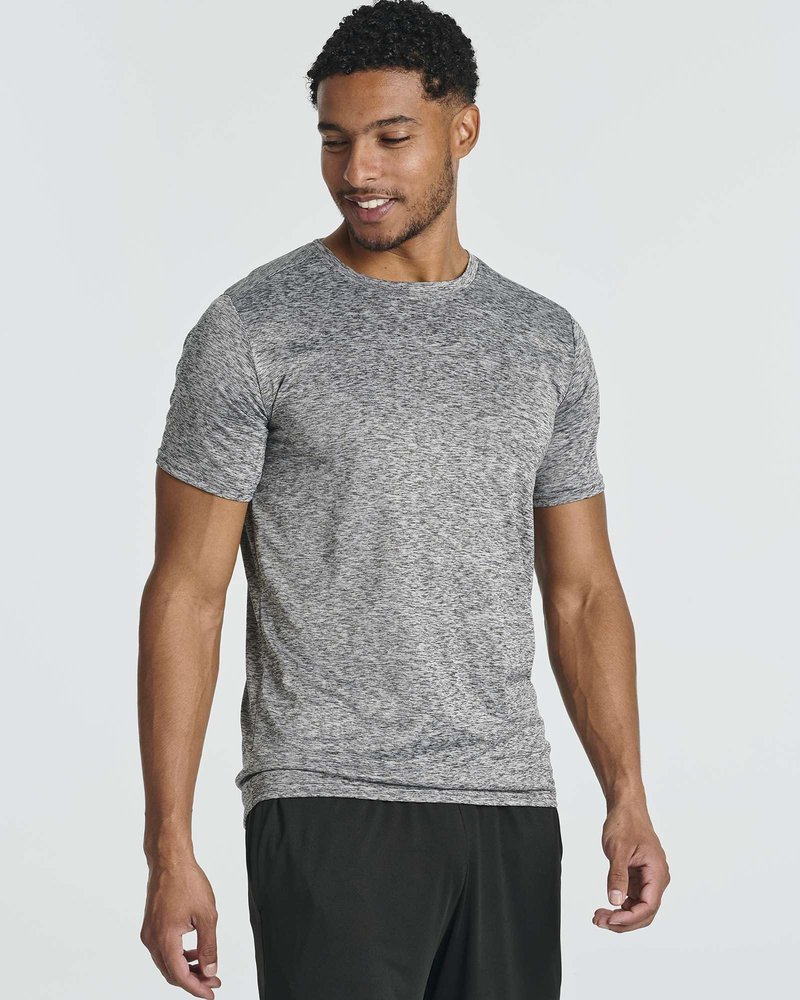 Real Essentials 5 Pack: Men's Dry-Fit Short Sleeve Crew Neck T Shirts Fitness Running Gym Workout Cool Exercise Athletic Tee, Set 1, Large