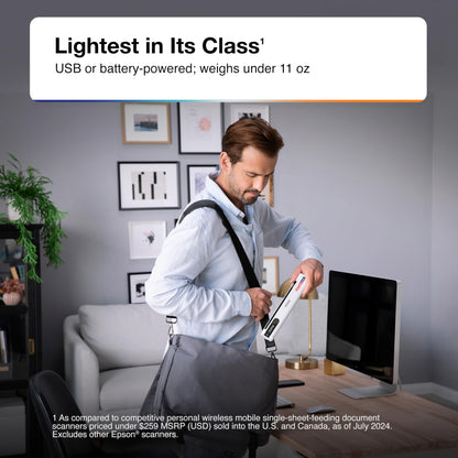 Epson RapidReceipt RR-70W Wireless Mobile Color Receipt & Document Scanner with ScanSmart AI PRO Receipt Management & PDF Software for PC & Mac