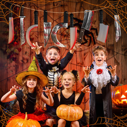 3 Pieces Halloween Knife Fake Knife Halloween Machete Toy Plastic Halloween Butcher Sickle Weapon Prop Halloween Party Decoration