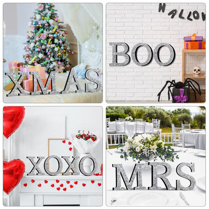 Qunclay Bling Letters for Wall Decor, Crystal Rhinestone Wooden Letters with Hooks, Crushed Diamond Glitter Letter for Bedroom Home Party Wedding Decor, Gift for Women(5.7"l X 5.7"w,Letter C,Silver)
