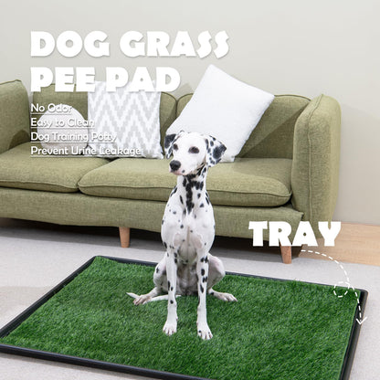 MEEXPAWS Dog Toilet with Artificial Grass | Large Litter Tray 85×59 cm | 2×Grass Patches for Dogs Replacement | Indoor Dog Potty with Training Pads | Rapid Drainage Pee Pads for Dogs