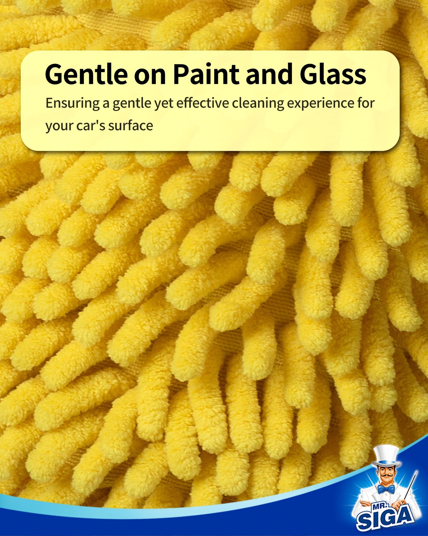 MR.SIGA Microfiber Car Wash Mitt, Pack of 2, Blue & Yellow